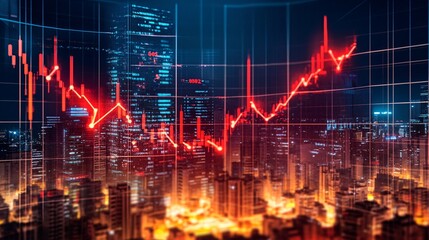 Image of economic collapse with emphasis on financial graphs showing decline, troubled business environments, and symbols of recession