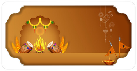 Happy Lohri holiday background for Punjabi festival. Vector illustration	

