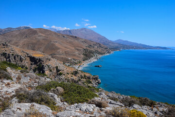 View from the top of the mountain, Crete, Preveli