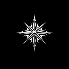 Obraz premium Silver metallic starburst design on black background.