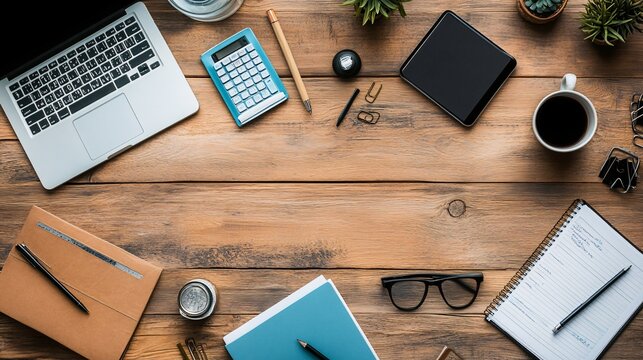 Concept of a secretary with visuals of modern office tools, organized workspace, and efficient management of administrative duties