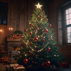 Christmas tree and decorations. generated with AI
