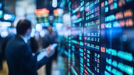 Image of a busy stock market environment with brokers and traders actively engaging in financial transactions