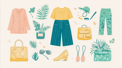 Stylish eco-friendly fashion concept, flat vector illustration
