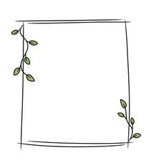 simple hand drawn doodle florals and leaves frame and border