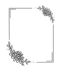 Obraz premium simple hand drawn doodle florals and leaves frame and border