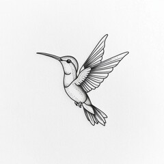 Fototapeta premium A detailed illustration of a hummingbird in mid-flight.