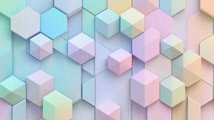 Obraz premium A colorful abstract design featuring hexagonal shapes in pastel tones.
