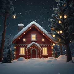Christmas house in the forest. generated with AI