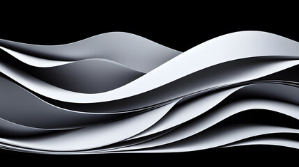 Dynamic flow of abstract waves digital art organic forms black background creative perspective visual design concept