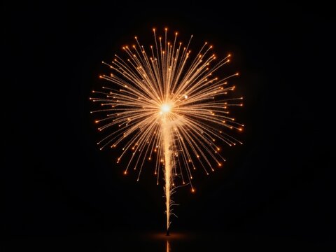 Bright orange fireworks exploding in the night sky