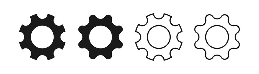 Gear icon set PNG. Cogwheel setting symbol. Setting line icon. Transparent background