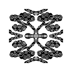 Intricate Black Symmetrical Shape Tile Grunge Texture. Stylized texture ornament, tile shapes vector element