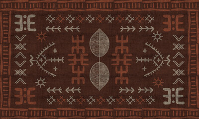 Tribal Style African Mud Cloth Carpet Bohemian Geometric Pattern Zigzag Tribal Design Illustration American Mud Cloth Pattern Bogolan Pattern Aztec Tribal Pattern For Textile Carpet