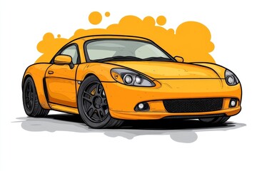 Naklejka premium A minimalist depiction of a car front grille, headlights, and tires, drawn in abstract style