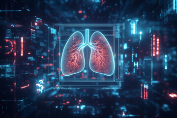 Abstract digital human body hologram.