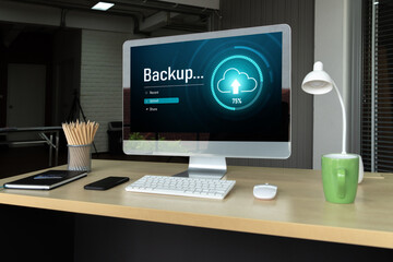 Backup Storage Data Internet Technology Business concept. Database storage cloud technology file...