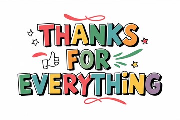 Colorful Thank You Message with Playful Typography and Icons