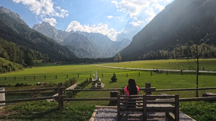View on mountains by Logar Valley in the slovenian Alps