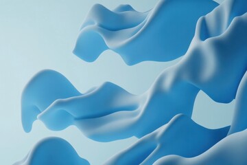 Fototapeta premium Animated display of blue shapes moving on sky blue background