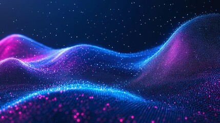 Obraz premium Futuristic technology background featuring digital data flow, motion of big data, blockchain integration, high-speed internet connectivity, and data transfer for innovative tech concepts