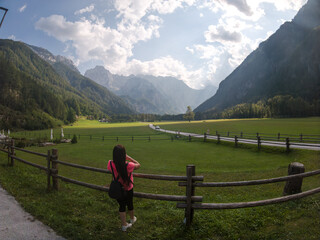 View on mountains by Logar Valley in the slovenian Alps