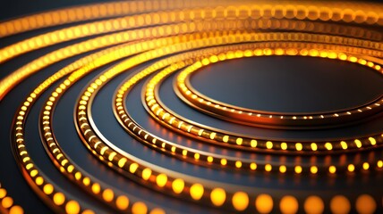 A mesmerizing display of glowing concentric circles in warm orange tones, creating a dynamic visual effect on a dark surface.