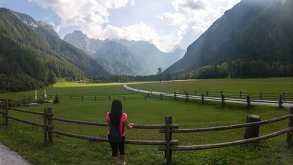 View on mountains by Logar Valley in the slovenian Alps