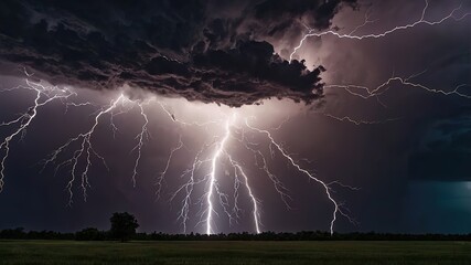 Dark Thunder Storm over the sea, 8k High Resolution 
