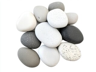 Assorted River Stones with Varied Textures and Neutral Gray Tones