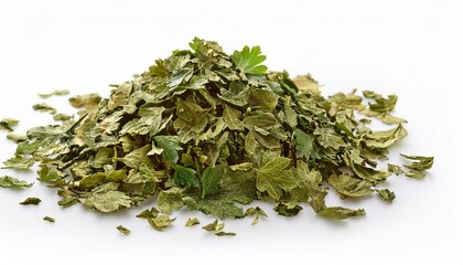 Dry parsley leaves on isolated white background
