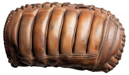 Obraz premium Close-up of a vintage leather baseball catcher's mitt
