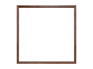 Dark brown wooden square 1 to 1 aspect ratio frame isolated.