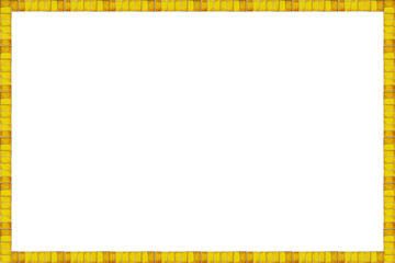 Square frame lined with yellow ceramic tiles is isolated on transparent background.