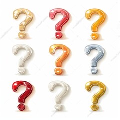 Question mark icon, quiz symbol, interrogation sign, simple rebus silhouette, questions emblem, faq set