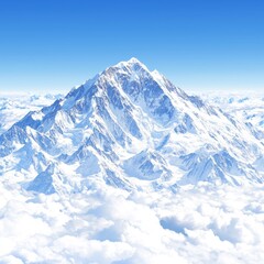 Obraz premium Majestic snow-capped mountain peak above clouds.