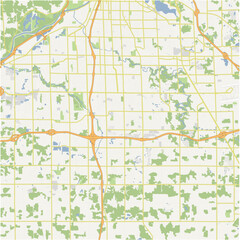 Naklejka premium Map of Kentwood in Michigan in a normal road map style. Contains layered vector with roads water, parks, etc.
