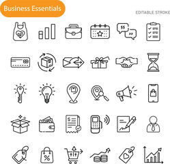 Fototapeta premium Business Essentials Icons for Marketing, Sales, and Ecommerce