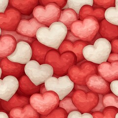 Obraz premium Seamless pattern of red and white hearts.