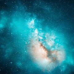 Fototapeta premium Teal and orange nebula in outer space.