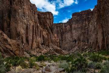La buitrera canyon entrance landscape, patagonia, piedra parada, chubut province, argentina