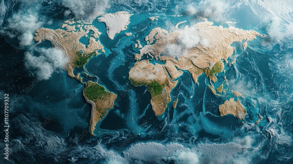 Poster satellite imagery highlighting ai-supported climate change patterns