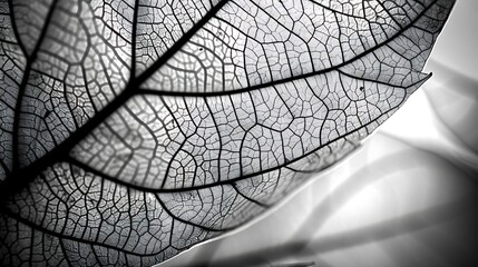 Obraz premium Delicate Leaf Veins in Black and White