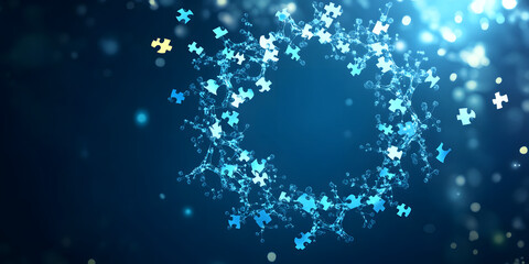 Alzheimer's Disease Awareness Puzzle Pieces, Blue Puzzle Wreath Design, Alzheimer's Hope Art, Alzheimer's Support Piece, Memory Loss Tribute