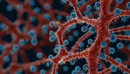 Microscopic view of COVID-19 genetic material for education.