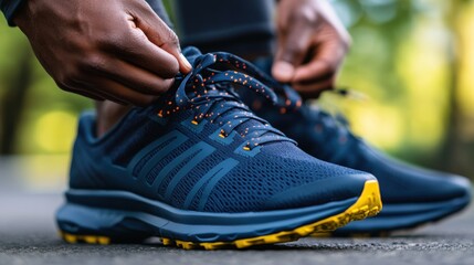 Close-Up of Runner Tying Shoelaces