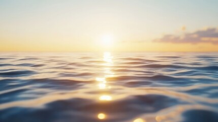 Fototapeta premium Golden Sunset Reflecting On Calm Ocean Waves