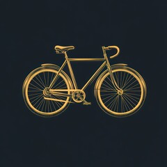 Fototapeta premium A stylized illustration of a bicycle in gold against a dark background.
