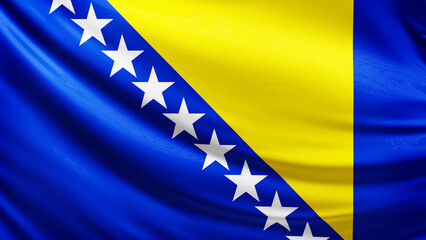 bosnian flag picture, close-up shot of bosnia herzegovina nation flag, european, animated flag background photo, 3D photo of a flag, national symbol of the bosnian people, patriotism, full screen