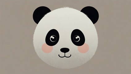 Minimal cute panda girl head design for children&rsquo;s cards.